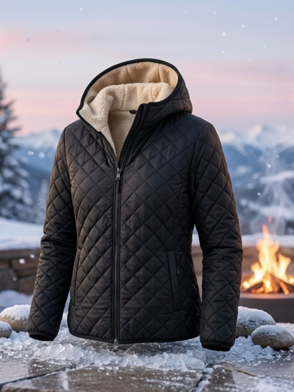 UNIQLO Women's Pile Lined Fleece Quilted Parka – Black - Picture 3 of 5